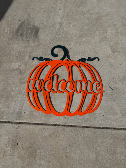 welcome sign pumpkin